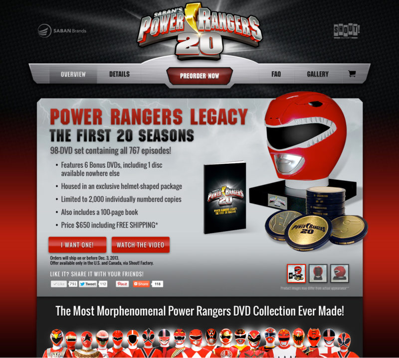 5D Spectrum launches a microsite for the Power Rangers Legacy - The First 20 Seasons - 98-Disc DVD set in a Collectible Helmet Package