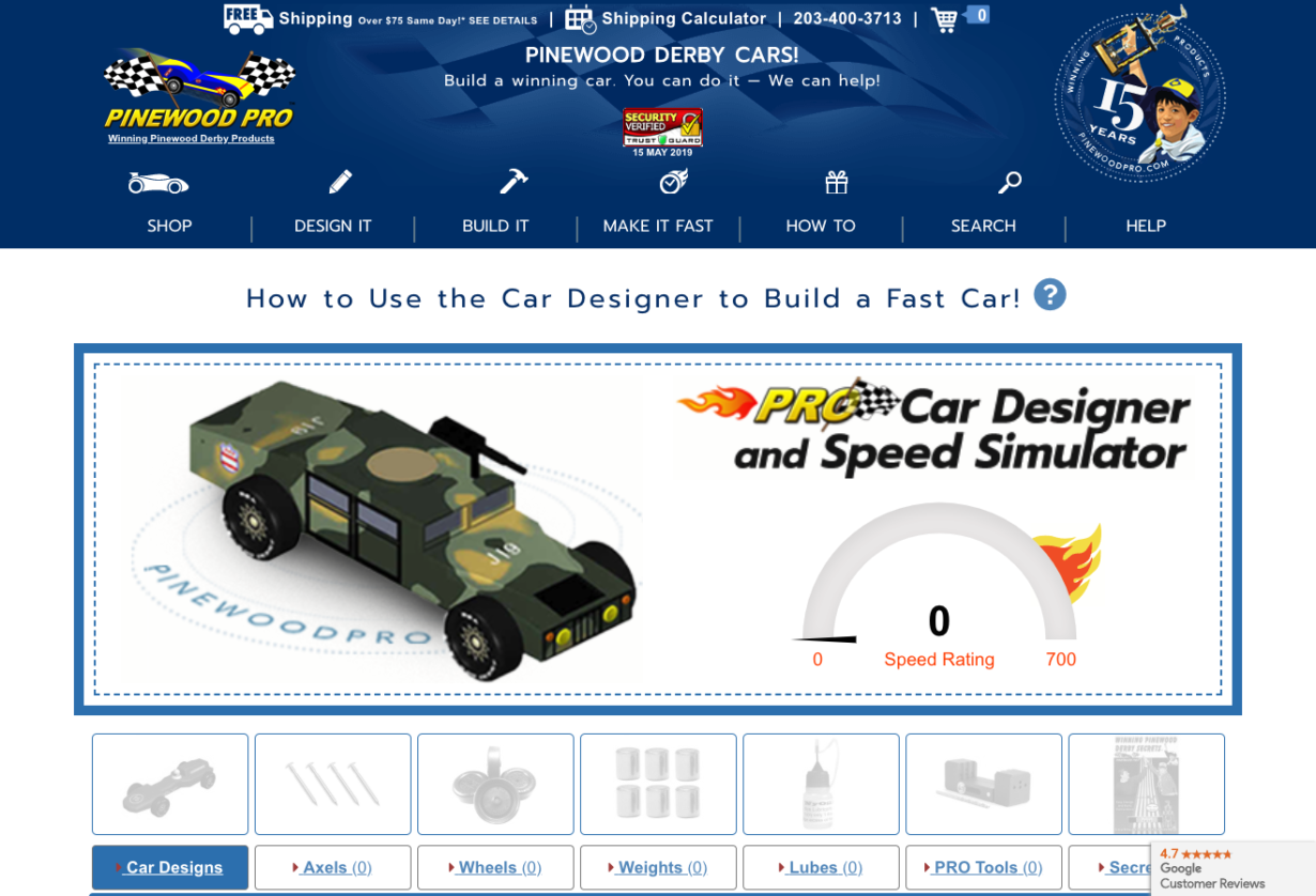 Pinewood Pro Interactive Car Designer