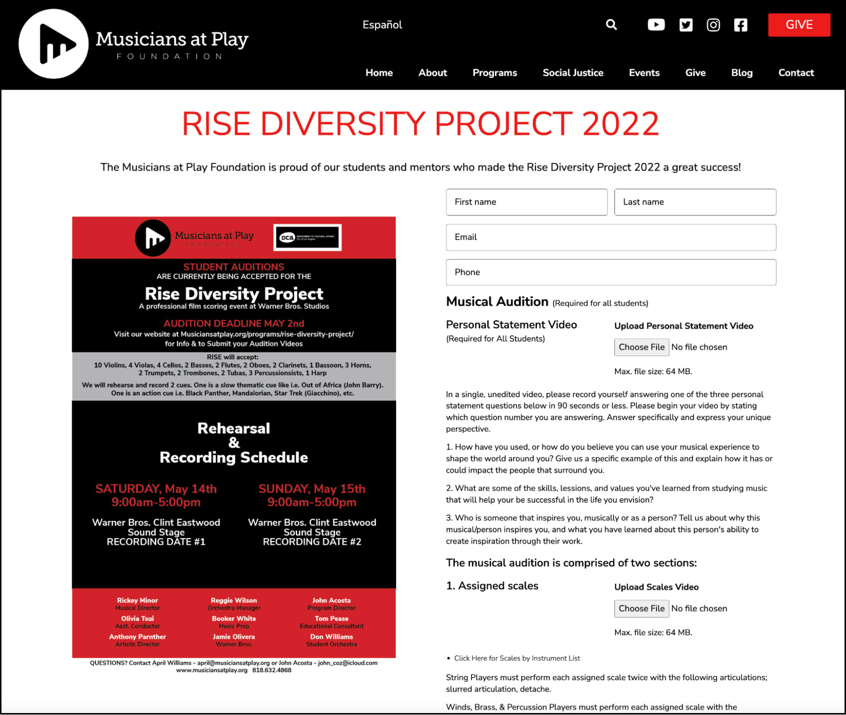 musician's at play - rise diversity project